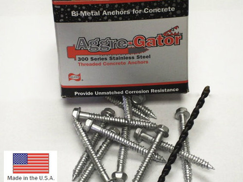 1/4" x 1-3/4" Hex Washer Head Masonry Anchor in 18-8 Stainless Steel