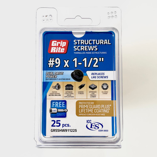 Grip Rite Structural Screws 9 x 1.5" Windstorm Products