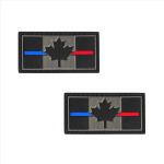 PVC Morale Patch - Canadian Thin Blue & Red Line 1"x2" Supporting Law Enforcement & Fire Rescue (2pcs)