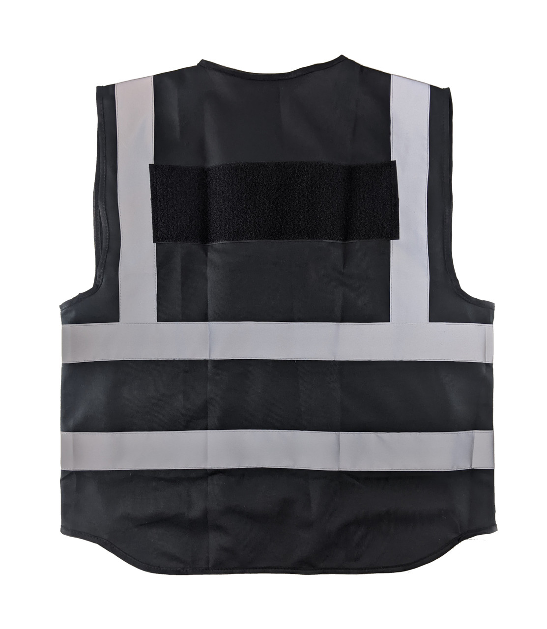 Hi-Visibility Black Vest (ANSI/ISEA 107-2015 -CLASS 2) with Velcro Patch  Panels - Front & Back - Tactical Innovations Canada