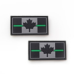 PVC Morale Patch - Canadian Thin Green Line - 1"x2" Supporting Fish & Wildlife Enforcement (2pcs)