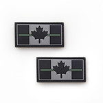 PVC Morale Patch - Canadian Thin OD Green Line - 1"x2" Supporting Canadian Military Personnel (2pcs)