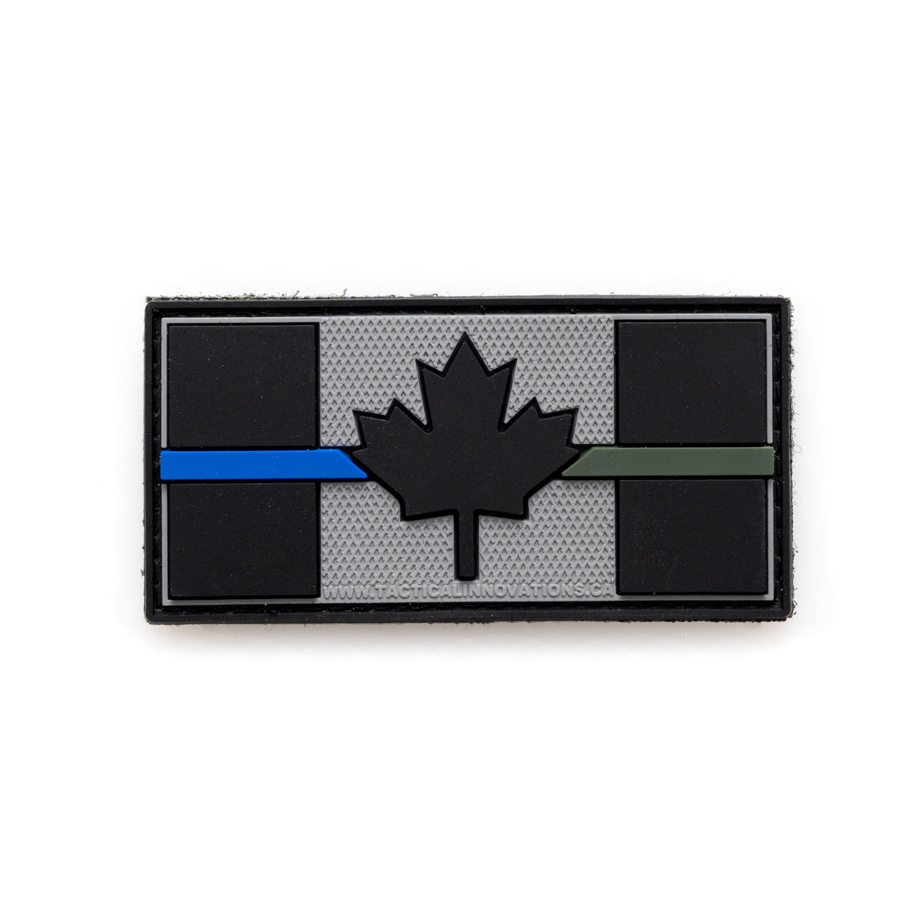 PVC Morale Patch Canadian Thin Blue Military Green Line 1.5"x3