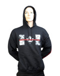 TIC Gildan SoftStyle Black Hoodie - Reflective Thin Red Line - RED - Fire Rescue - RED Firefighter