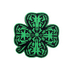 PVC Morale Patch - Lucky 4 Leaf Clover - 3.5"Dia - Glow in the Dark
