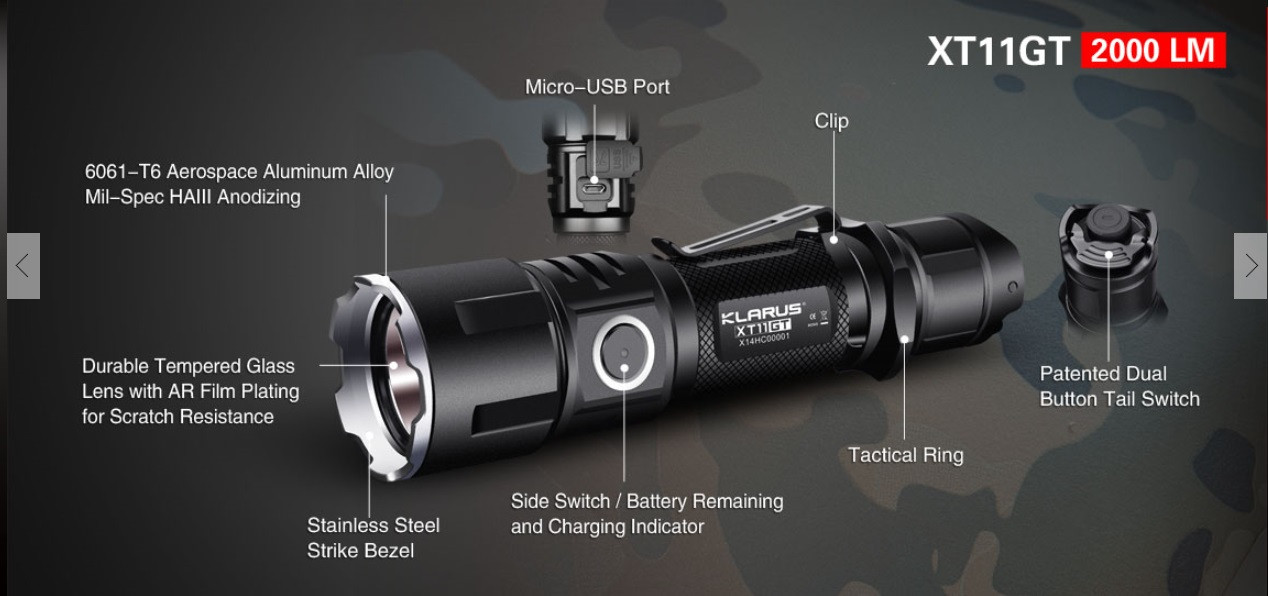 klarus upgraded xt11gt 2000 lumens super bundle tactical flashlight