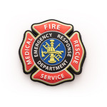 PVC Morale Patch - FIRE Rescue Services Emblem 4"x4" (100% Glow in the Dark)