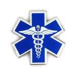 Chrome Morale Patch - EMS Star of Life - Dual Snake - Blue & Silver