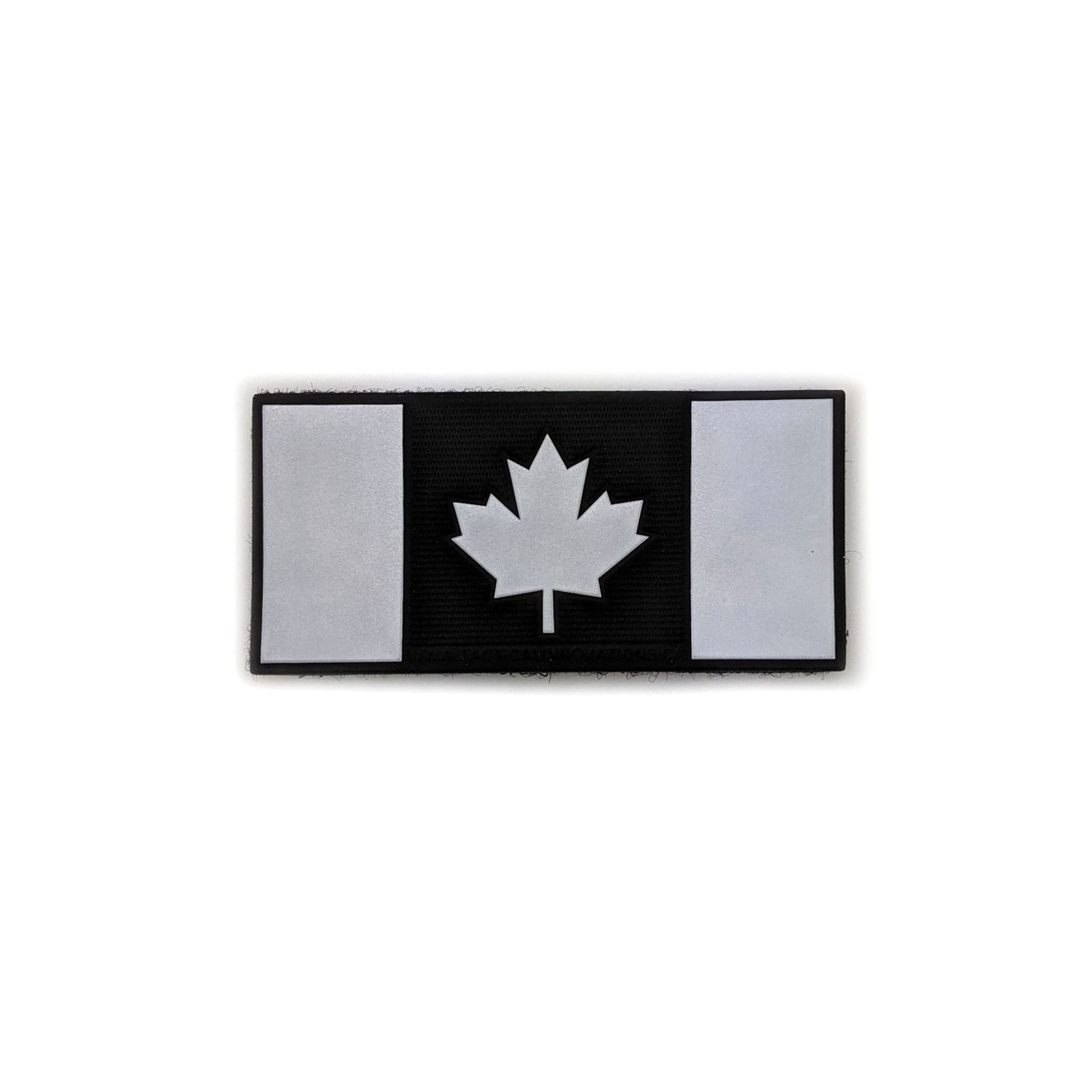 Reflective Morale Patch - Canadian Flag - Grey Reflective & Black 2