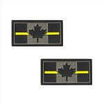 PVC Morale Patch - Canadian Thin Yellow Line - 1"x2" Supporting Security Personnel (2pcs)