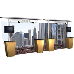 20 foot alumalite modular display with straight canopy featuring image of Chicago.
