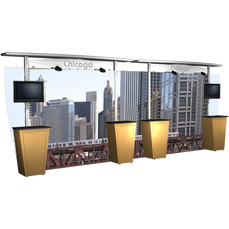 20 foot alumalite modular display with straight canopy featuring image of Chicago.
