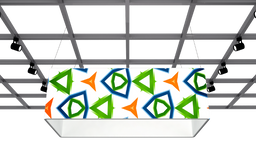 Rectangle hanging sign with custom graphics.