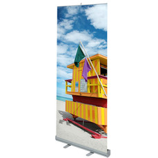 Lite 850 Banner Stand with custom life guard station on South Beach Miami graphic