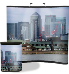 8 ft concave popup with edge to edge Hongkong graphic with matching graphic case conversion kit