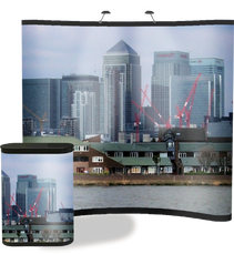 8 ft concave popup with edge to edge Hongkong graphic with matching graphic case conversion kit