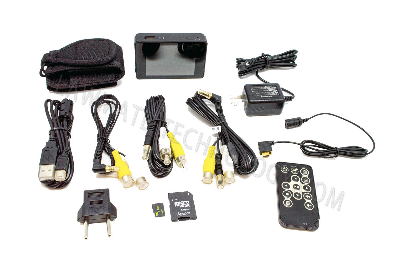 Lawmate PV-500ECO2 New Analog Input Portable DVR shown with all accessories. 