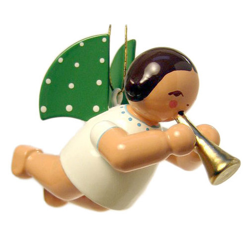Brunette Wendt Kuhn Flying Angel Playing Horn Ornament ORW650X6