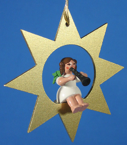 Gold Star Angel Clarinet Christmas Ornament