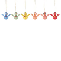Six Colorful Chicks Ornaments Set
