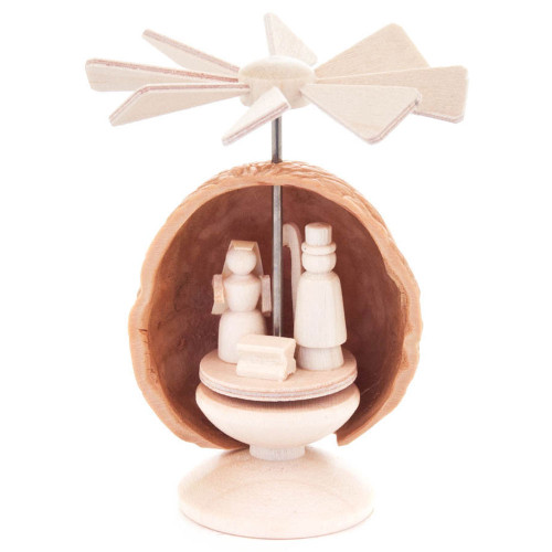 miniature nativity pyramid in a nutshell candles for german christmas carousels