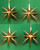 Four Gold Pointy Stars Ornaments