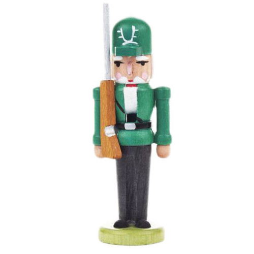 Mini Green German Nutcracker with Gun ChristKindlMarkt German Gifts