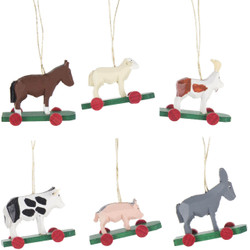 Six Farm Animal Ornaments