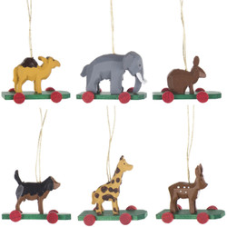 Six Wild Animals Wheels German Ornaments