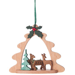 Deer Feeding Tree Frame Ornament