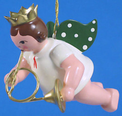 French Horn Angel Christmas Hanging German Ornament