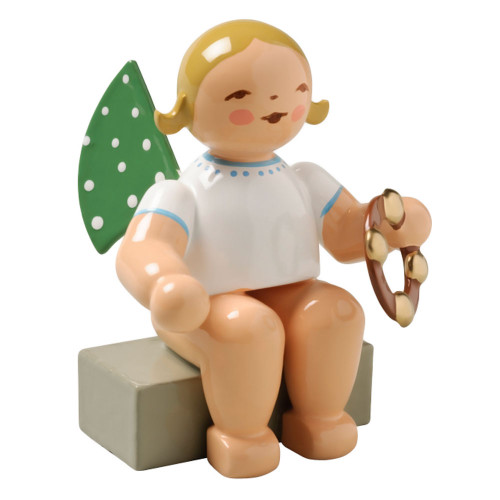 Blonde Angel Tambourine Figurine Wendt Kuhn Sitting FGW650X57A
