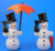 Wooden German Snowmen Set Two with Umbrella Figurines