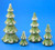 Green White Solid German Tree Figurine 4 Set