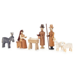 German Figurine Wooden Sm Nativity Set