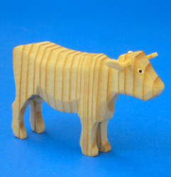 Hand Carved Cow Wooden Natural German Figurine