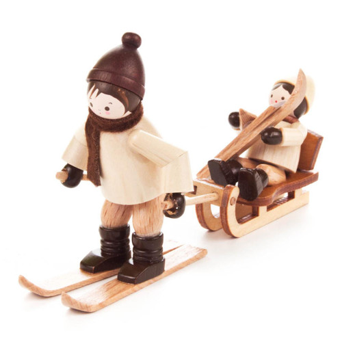 Ski and Sled Mountain Rescue Children Wooden German Figurines  FGD232x102x14N