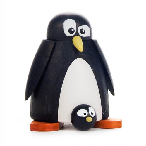 Wooden Mini Penguin with Baby German Figurine - 1 Piece Set FGD156x116x1