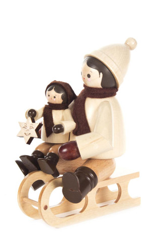 Winter Sledding Children Wooden German Figurine FGD232X102X9GN