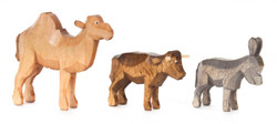 Nativity Hand Carved Wooden Camel Donkey Ox German Figurine Set of 3 FGD076X116