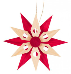 Red Natural Wooden Star Christmas Ornament ORD199X076 