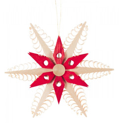 Intricate Red Natural Wooden Star Ornament ORD199X083