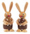 Pair Bunny Rabbit with Egg Natural Wood Figurines FGD224X738
