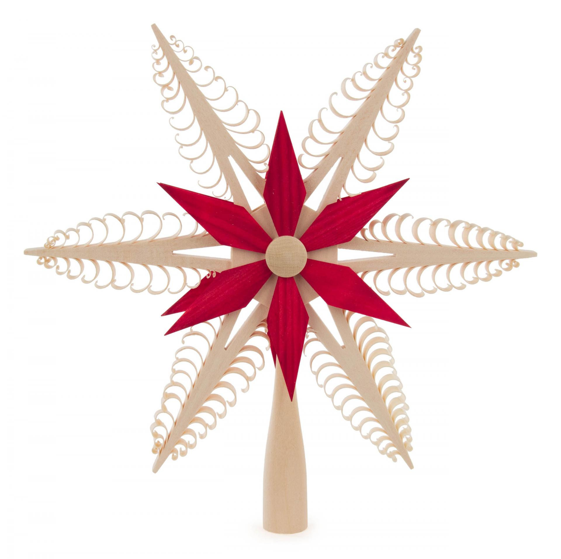 Christmas Tree Natural and Red German Topper Wooden Star ChristKindl