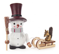 Snowman Figurine with Sled and Squirrel FGD195X603
