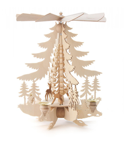 Tree Shaped Deer in Forest Scene German Candle Pyramid