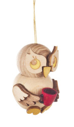 Owl With Coffee Cup Wooden German Ornament ORD199X565X1