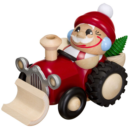 Chunky MINI Santa on Tractor German Smoker Incense Figurine - 4.3 Inches - 19170