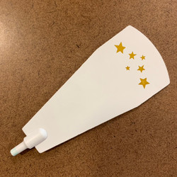 Pyramid Paddle 117mm x 48mm - White with 6 Gold Stars