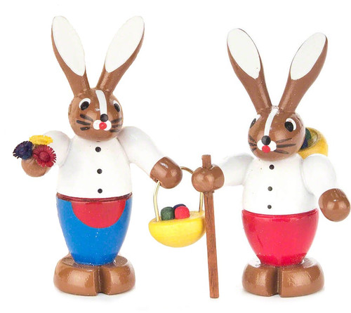 Pair Colorful German Rabbits Hang